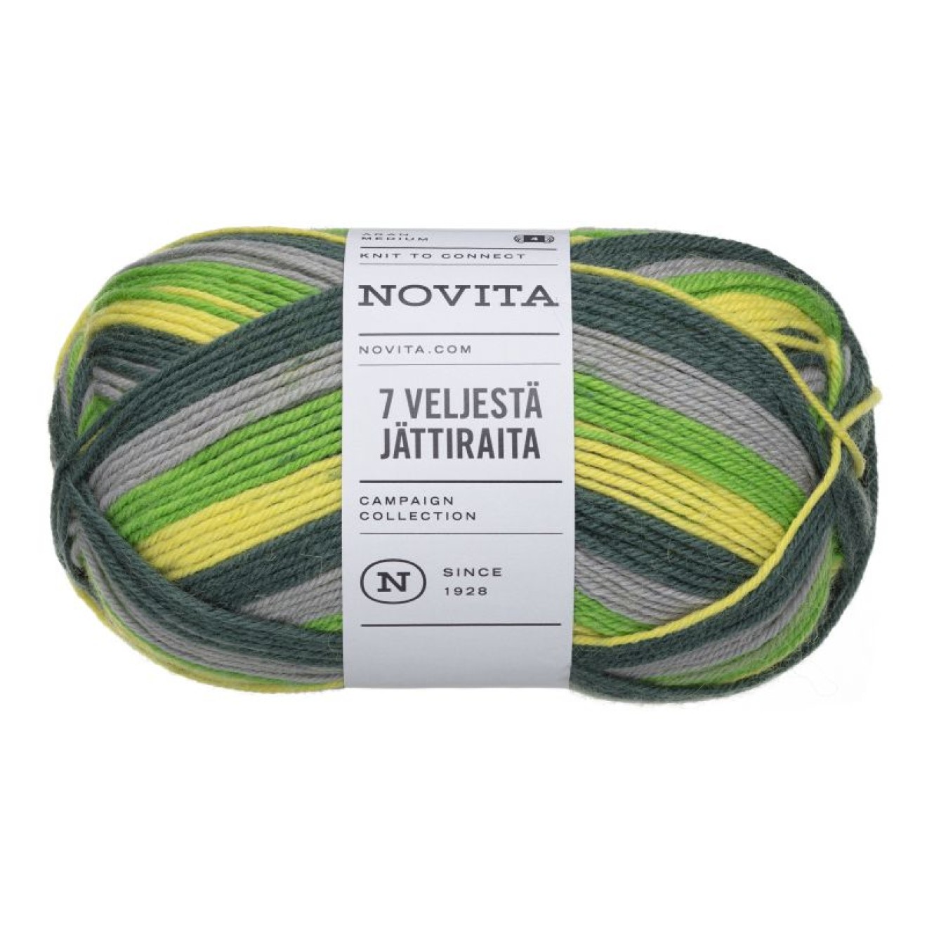 Novita 7 Veljestä Jättiraita - 8281 Fichtenzweig (Sockenwolle)