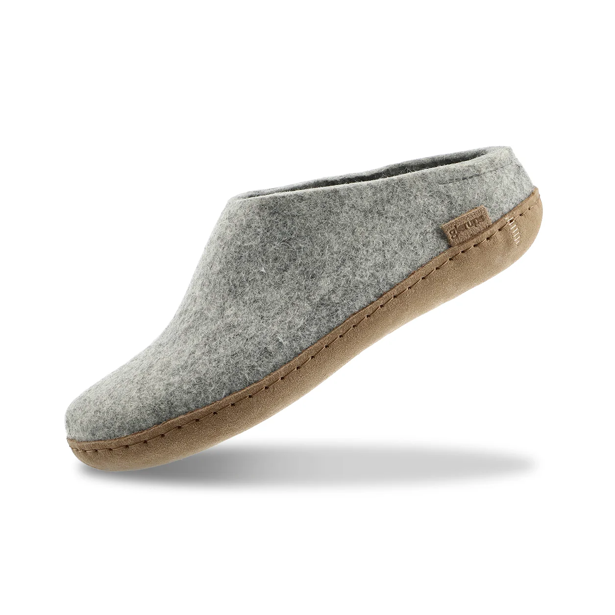 Filzpantoffel mit Ledersohle, Gr. 39, grey