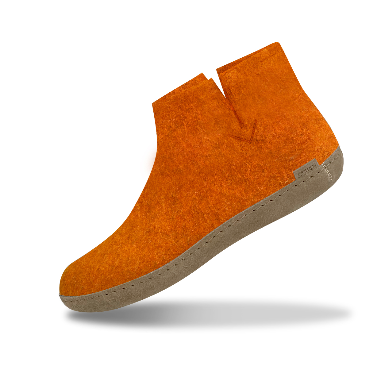 Filzhausschuhe Boots mit Ledersohle, Gr. 22, orange