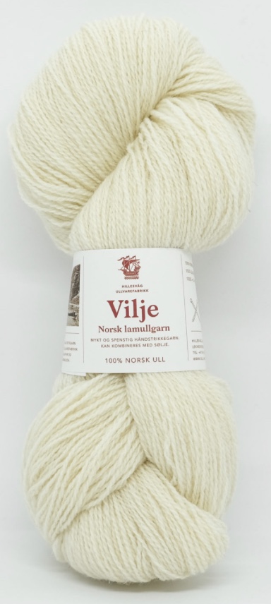 Vilje lamullgarn - 400 ubleket hvit Vilje lamullgarn - 400 ubleket hvit